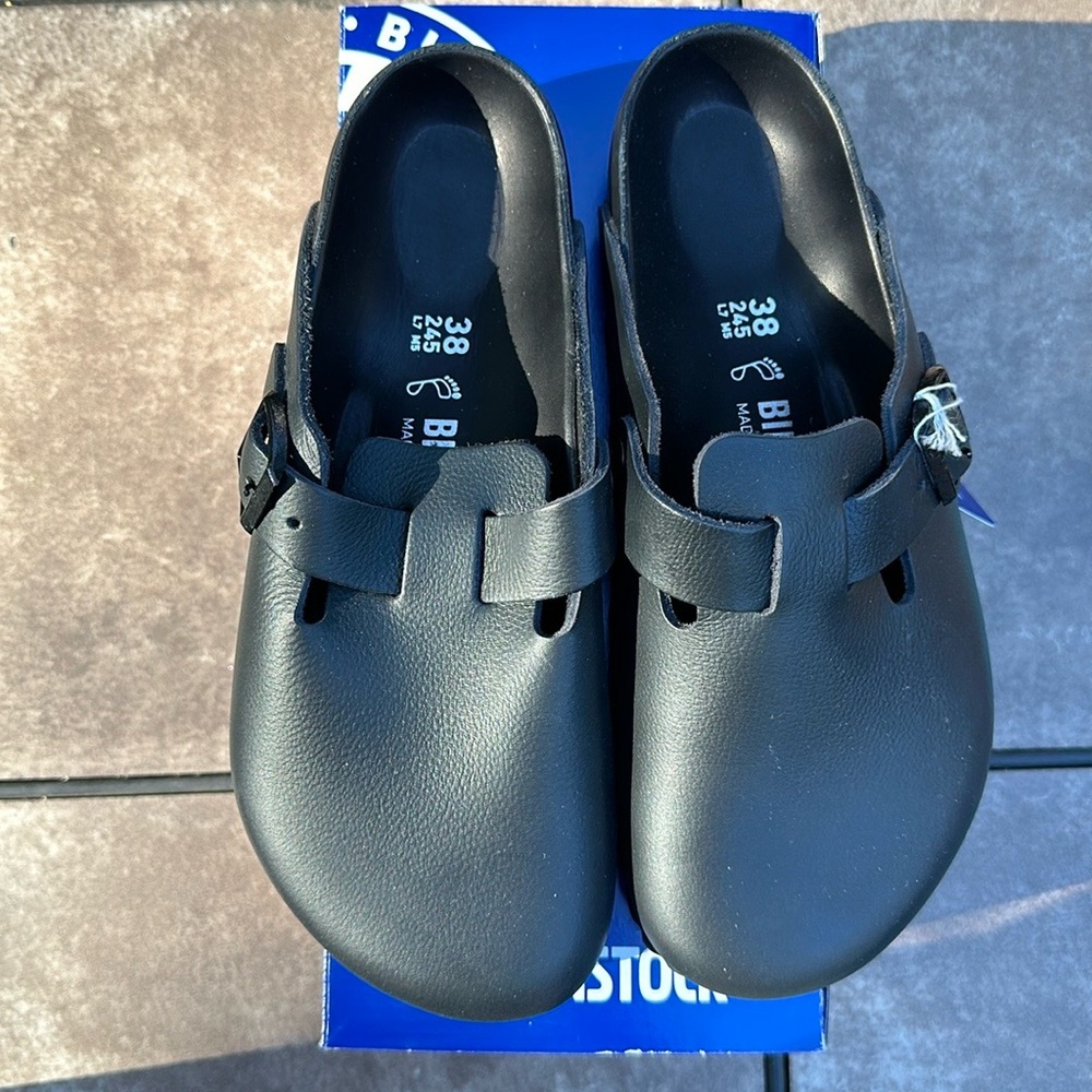 New Leather Birkenstock Boston Exquisite color Black Sz 38